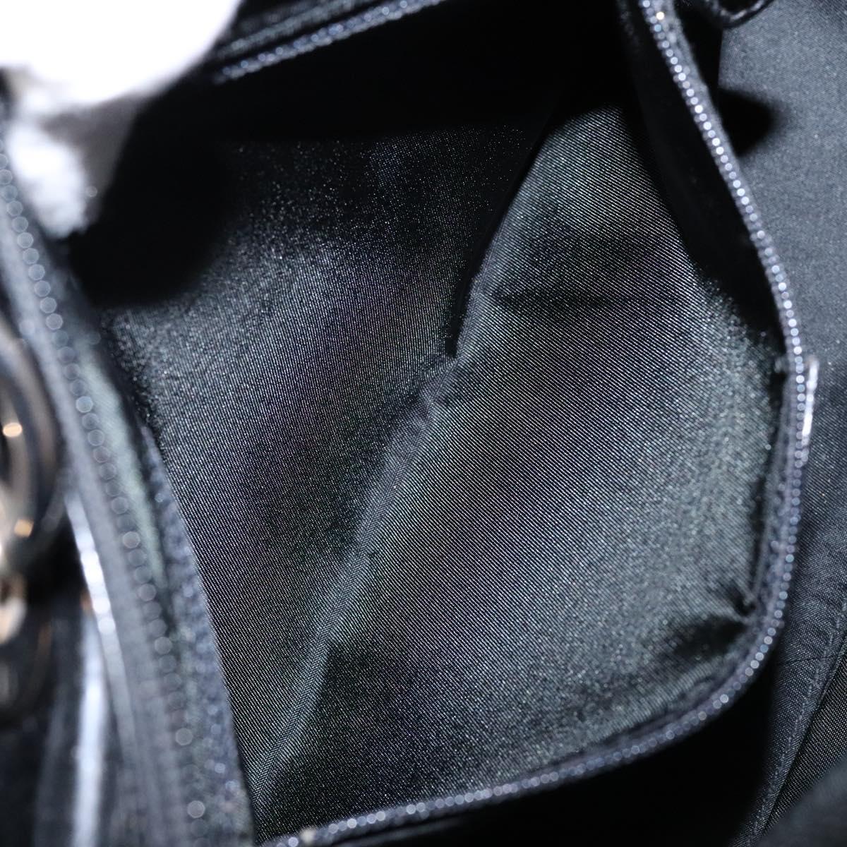 Christian Dior Montaigne Hand Bag Canvas Leather 2way Black Silver Auth 137291