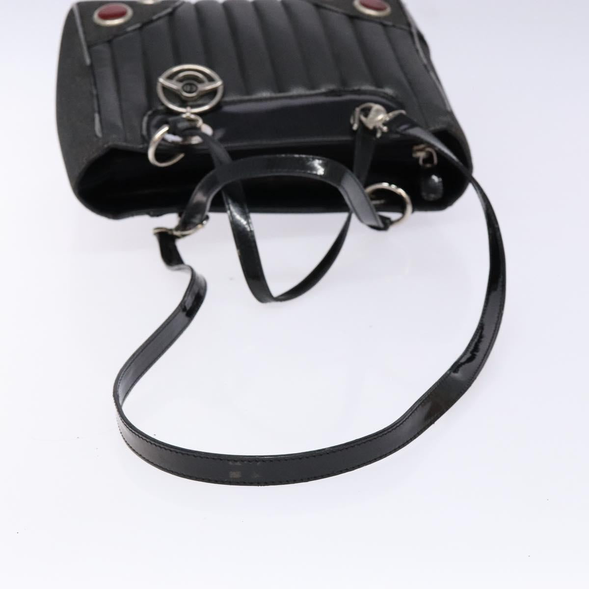Christian Dior Montaigne Hand Bag Canvas Leather 2way Black Silver Auth 137291
