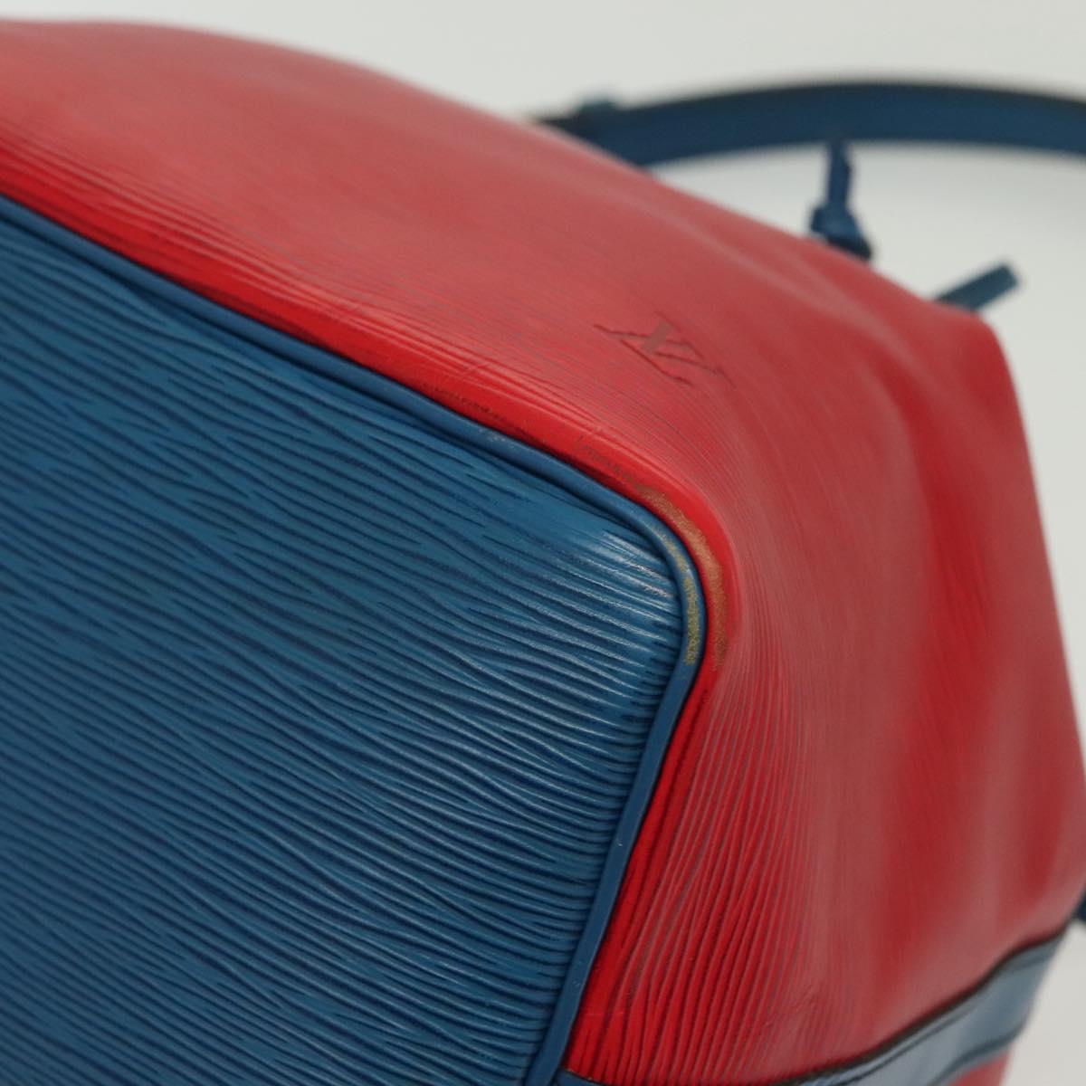 LOUIS VUITTON Epi Petit Noe Shoulder Bag Castilian Red Blue LV Auth 137359