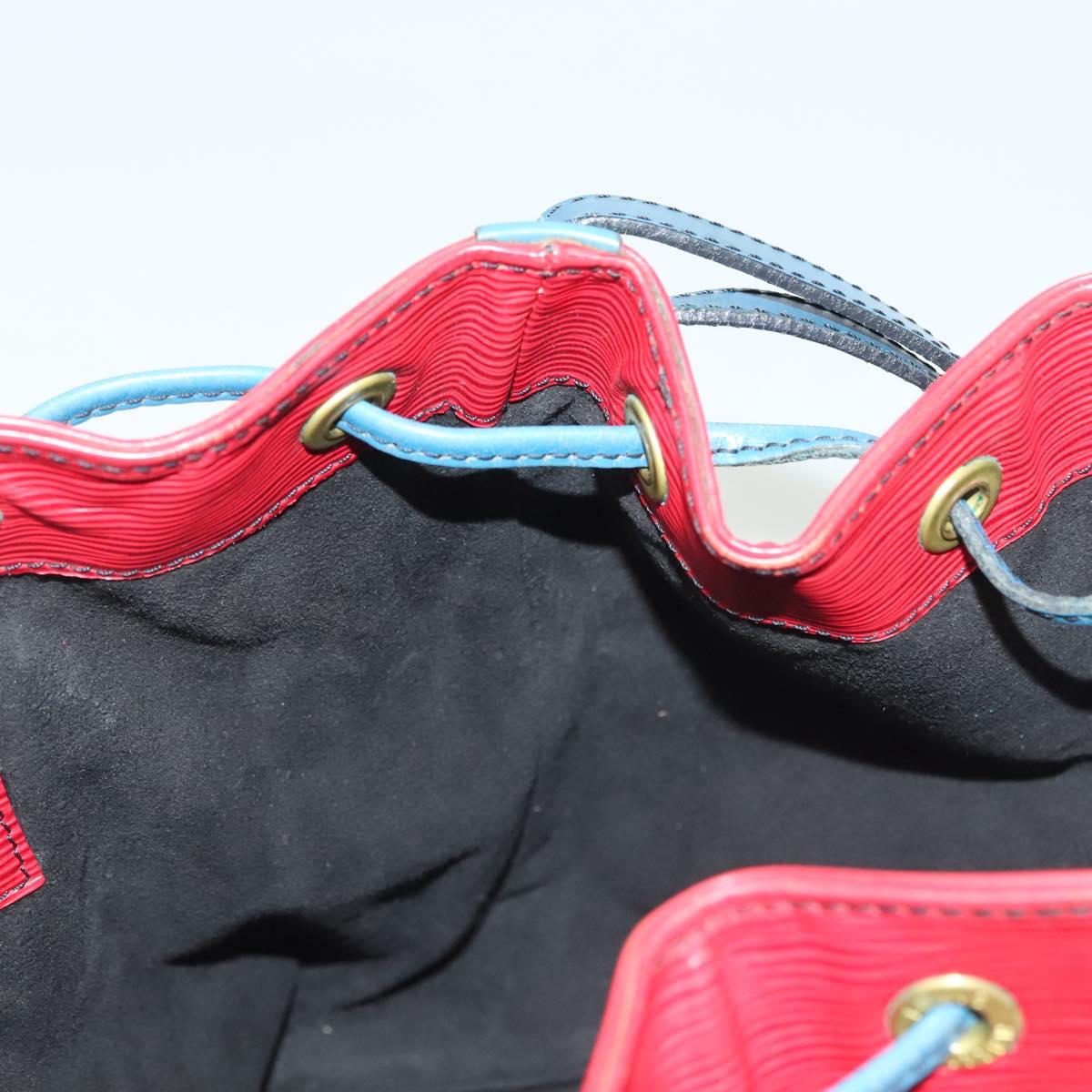 LOUIS VUITTON Epi Petit Noe Shoulder Bag Castilian Red Blue LV Auth 137359