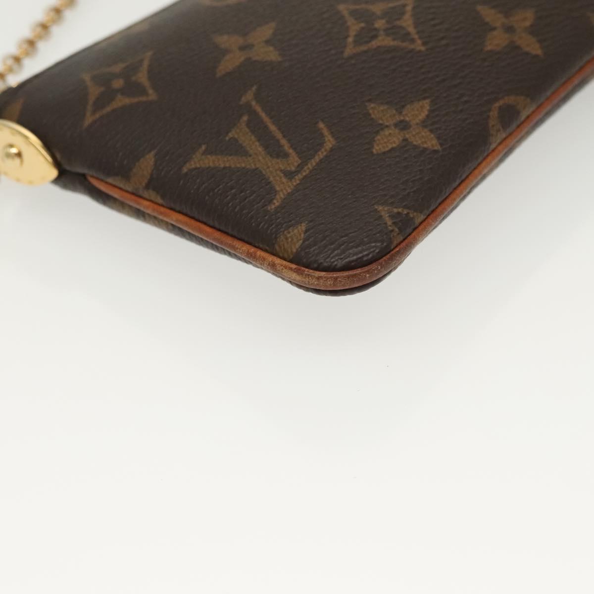 LOUIS VUITTON Monogram Chain Pochette Mila MM Accessory Pouch M60094 Auth 137382