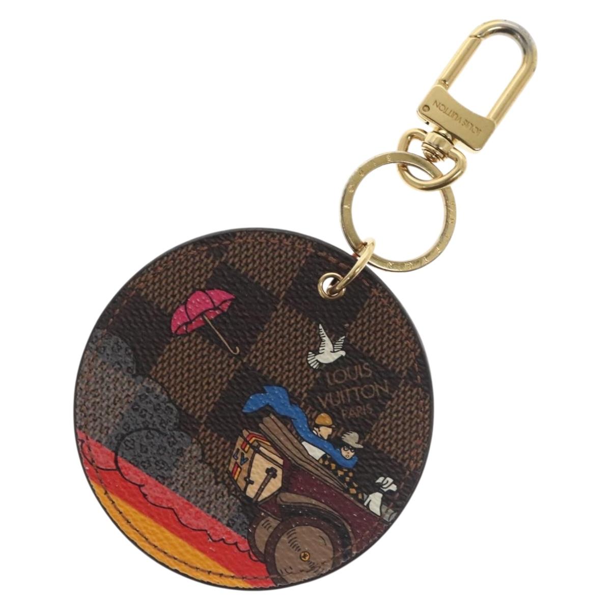 LOUIS VUITTON Damier Ebene Key Holder Illustre Charm M65138 LV Auth 137392