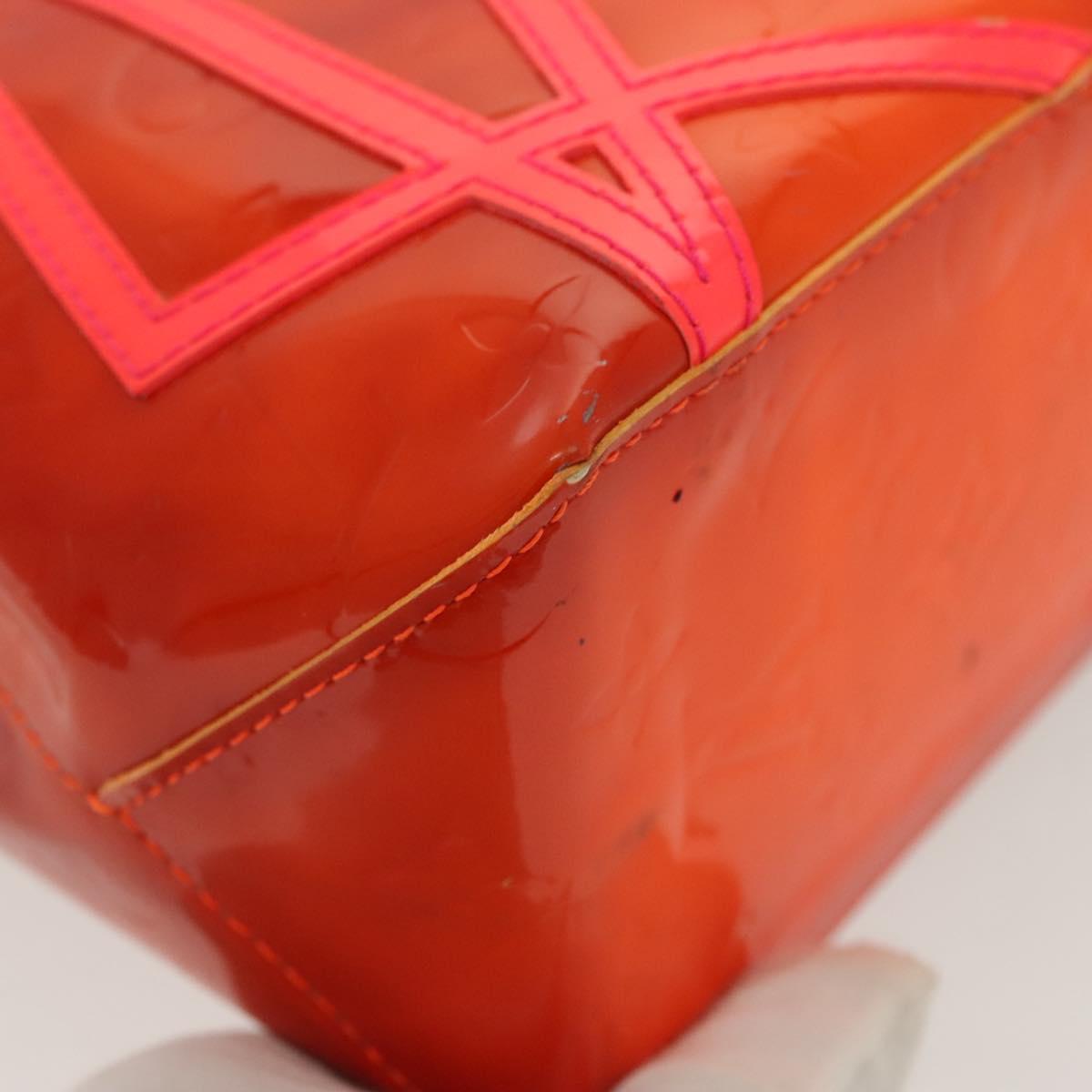 LOUIS VUITTON Monogram Vernis Fluo Reade PM Bag Pink Orange M91903 Auth 137397