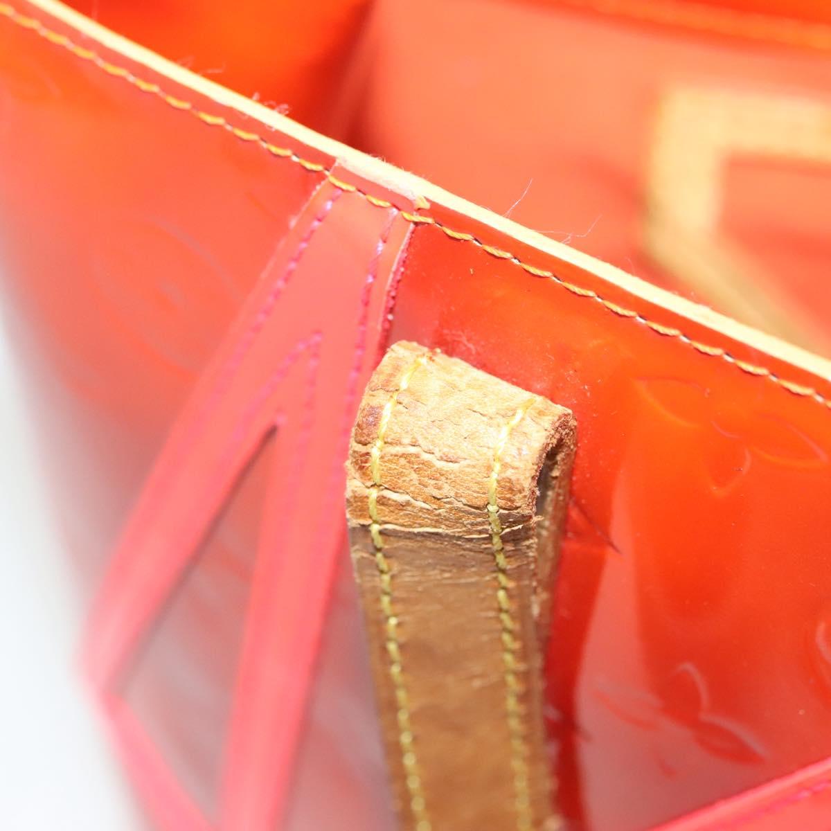 LOUIS VUITTON Monogram Vernis Fluo Reade PM Bag Pink Orange M91903 Auth 137397