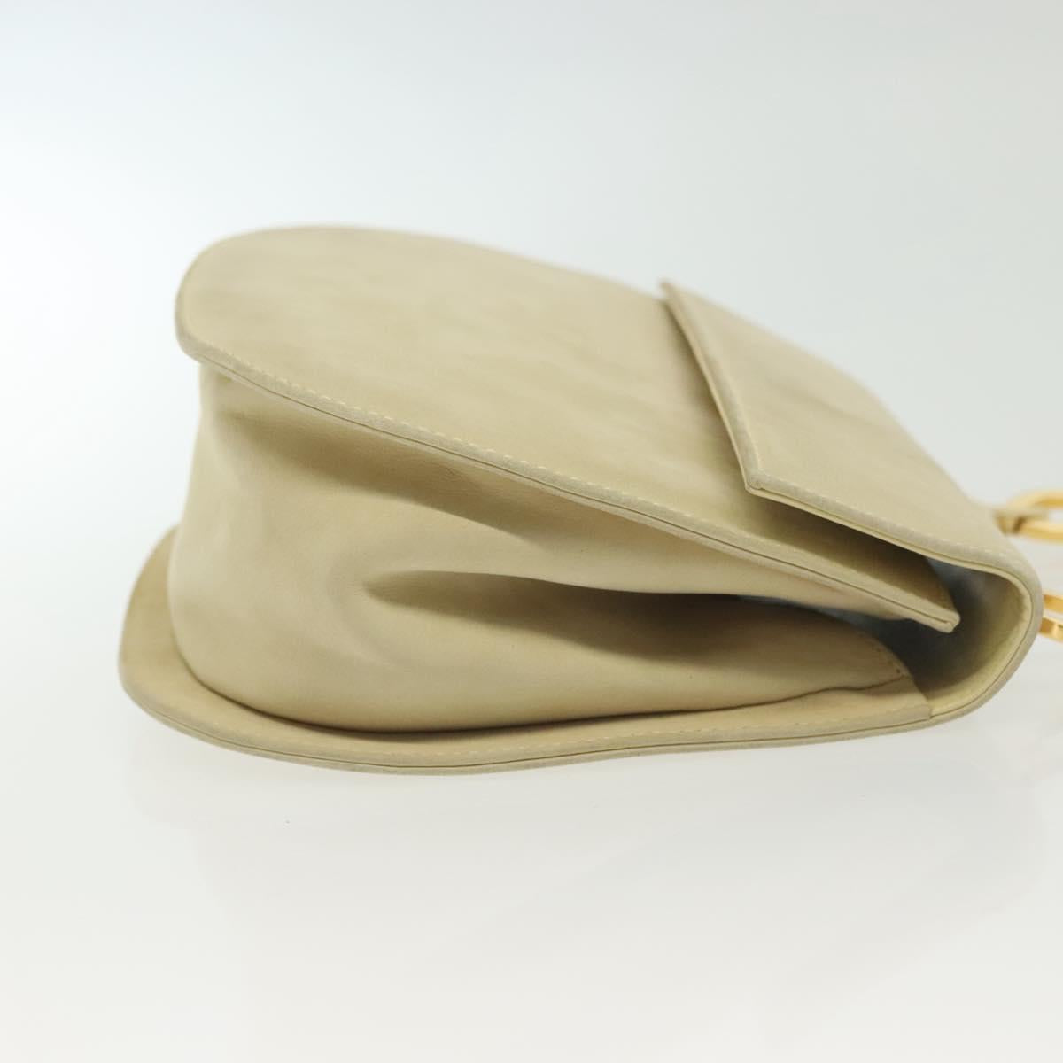 Salvatore Ferragamo Gancini Shoulder Bag Suede Beige Gold Auth 137419