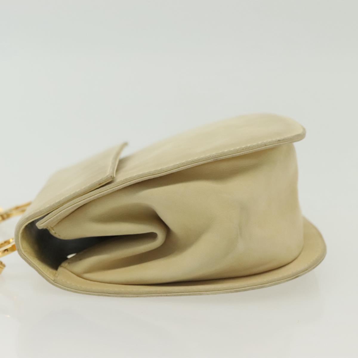Salvatore Ferragamo Gancini Shoulder Bag Suede Beige Gold Auth 137419