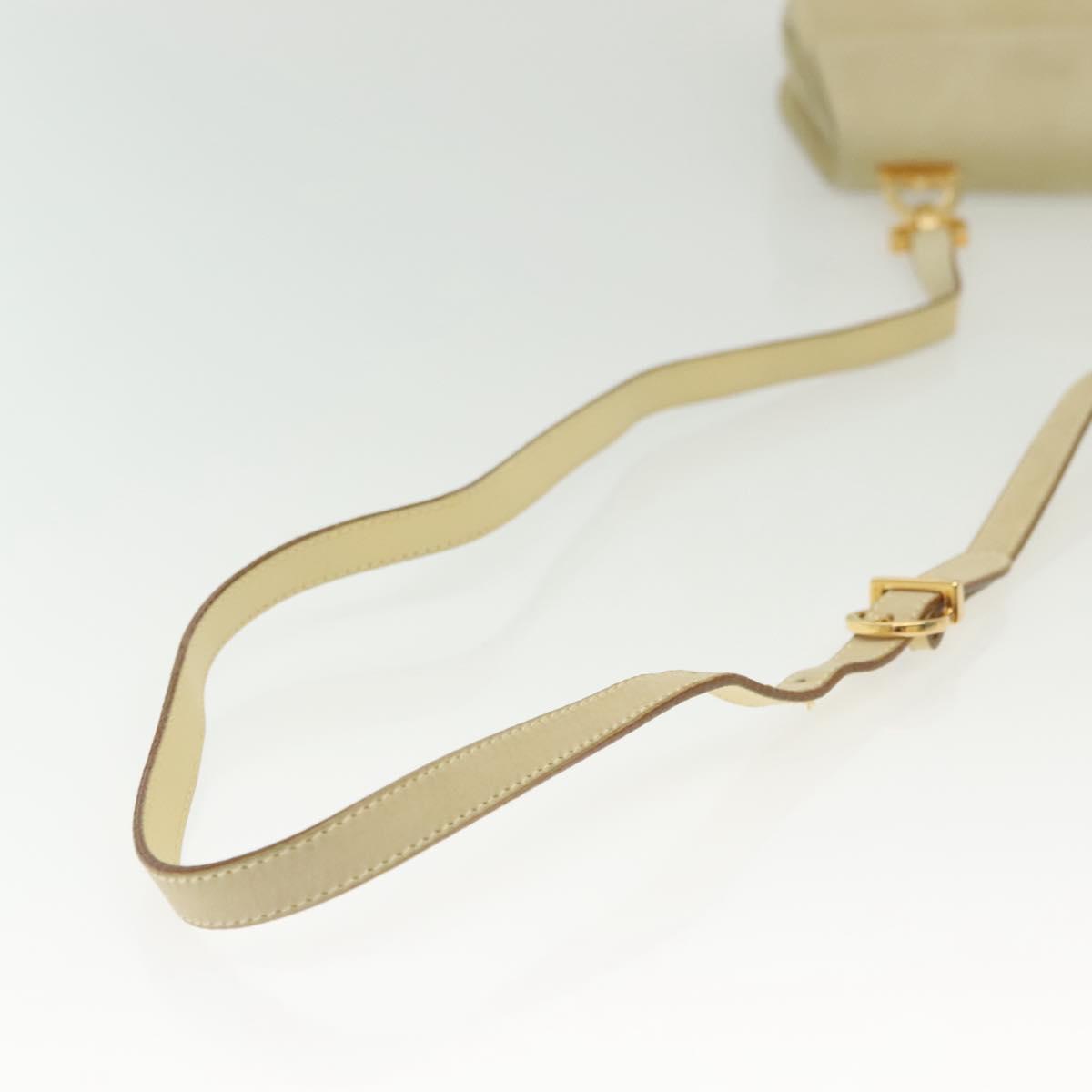 Salvatore Ferragamo Gancini Shoulder Bag Suede Beige Gold Auth 137419