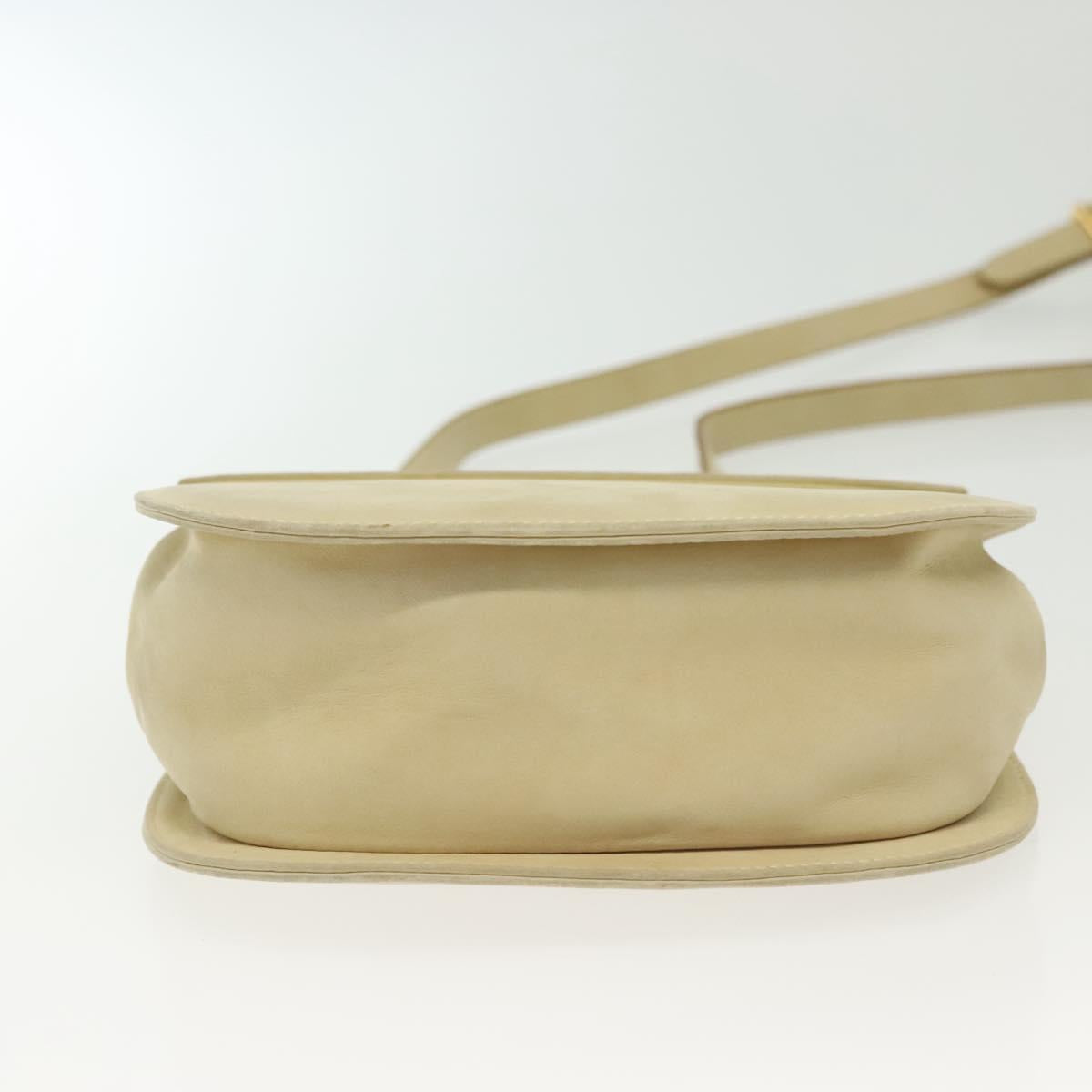 Salvatore Ferragamo Gancini Shoulder Bag Suede Beige Gold Auth 137419