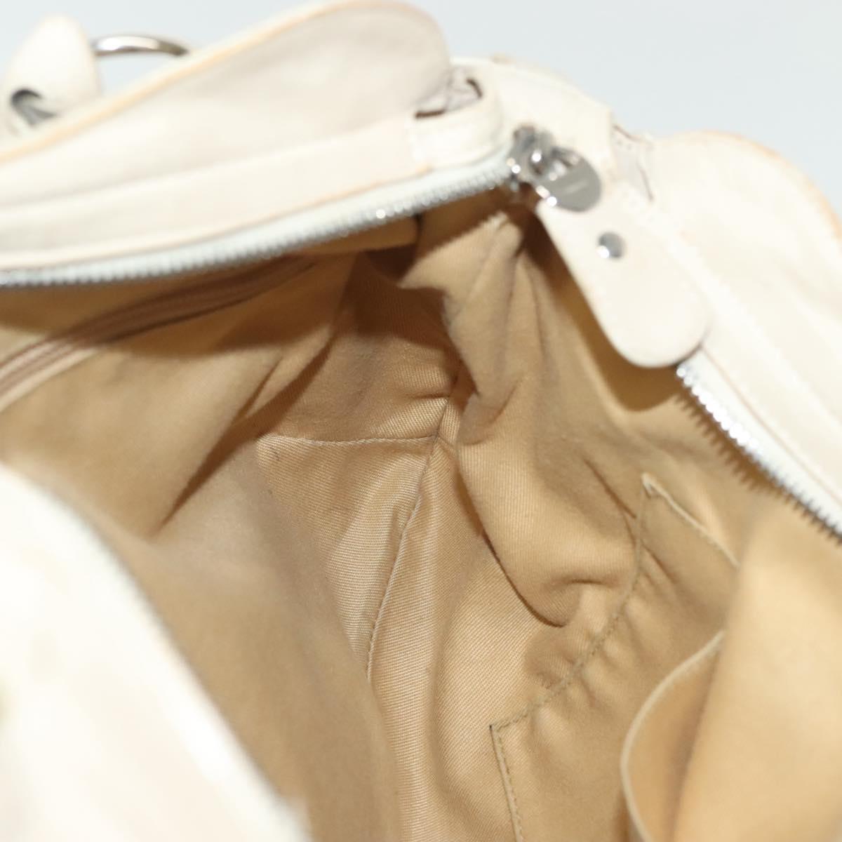 Salvatore Ferragamo Gancini Tote Bag Leather Beige Silver Auth 137424