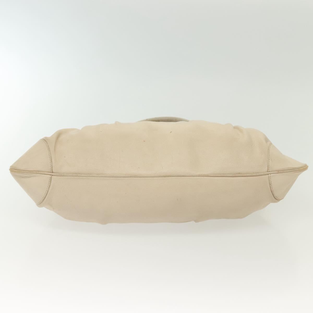 Salvatore Ferragamo Gancini Tote Bag Leather Beige Silver Auth 137424