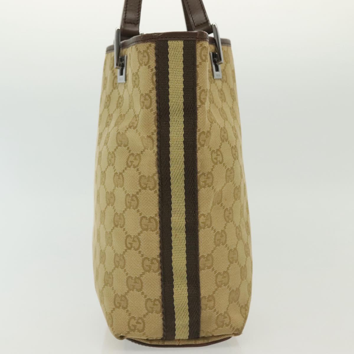 GUCCI GG Canvas Tote Bag Beige Silver 31244 Auth 137427
