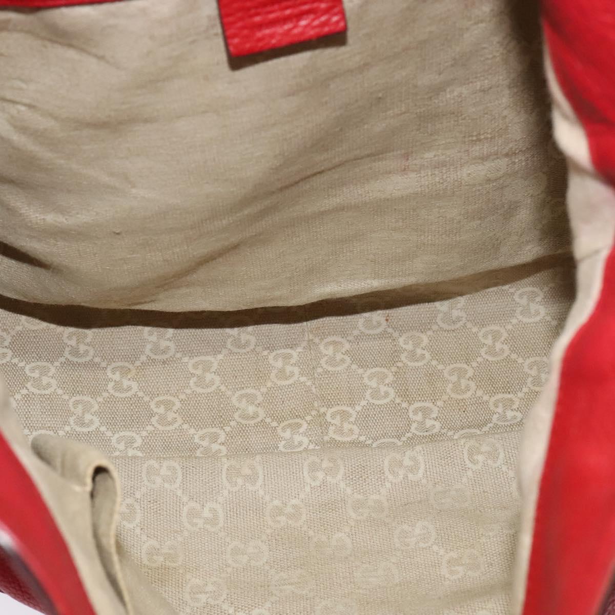 GUCCI Bamboo Hand Bag Leather 2way Red Gold 282315 Auth 137429