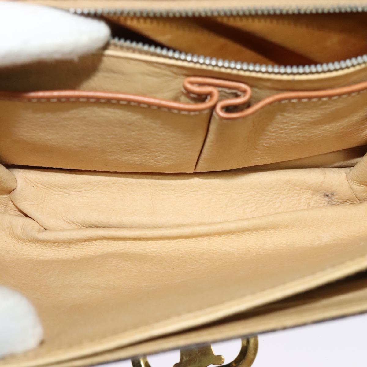 CELINE Macadam Canvas Shoulder Bag PVC Leather Brown Gold Auth 137434