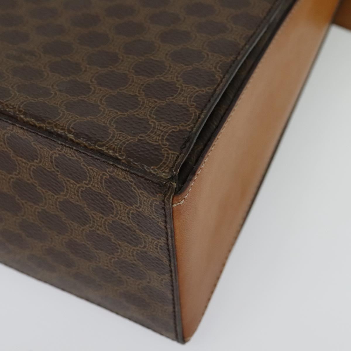 CELINE Macadam Canvas Hand Bag PVC Leather Brown Gold Auth 137435