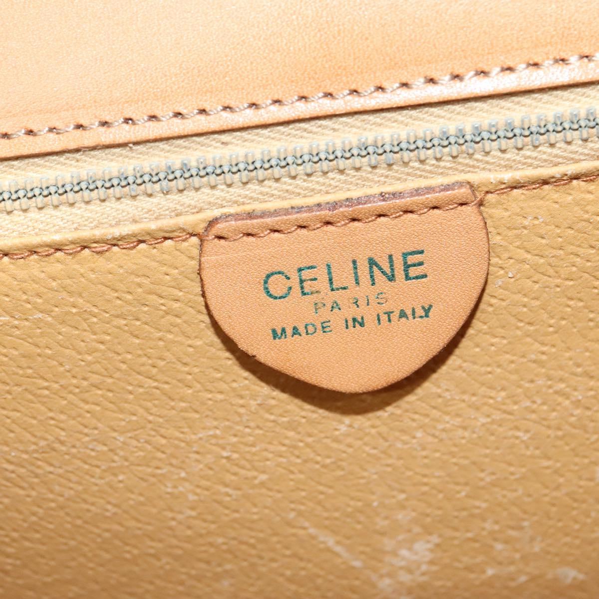 CELINE Macadam Canvas Hand Bag PVC Leather Brown Gold Auth 137435