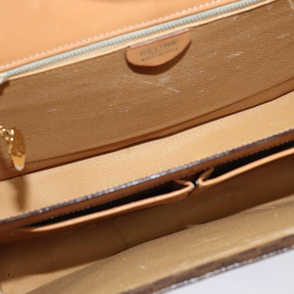 CELINE Macadam Canvas Hand Bag PVC Leather Brown Gold Auth 137435