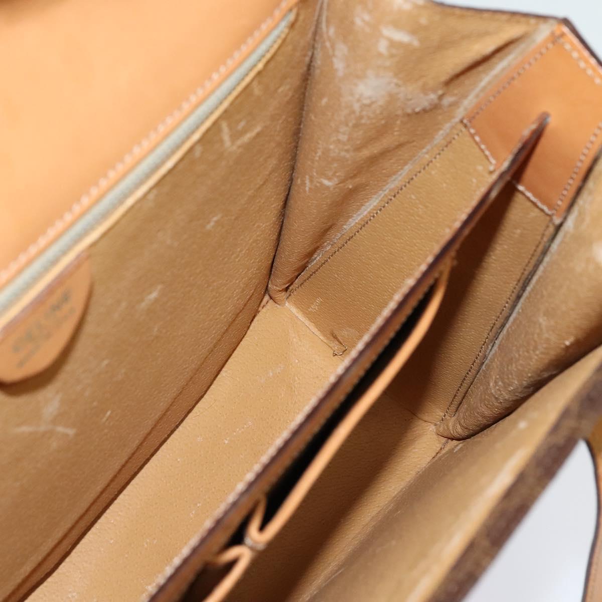 CELINE Macadam Canvas Hand Bag PVC Leather Brown Gold Auth 137435