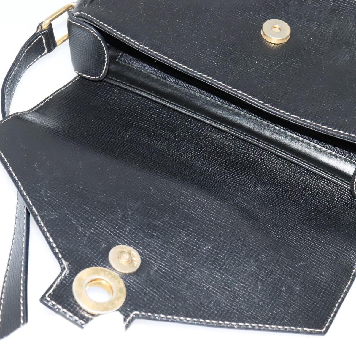CELINE Shoulder Bag Leather Black Gold Auth 137436