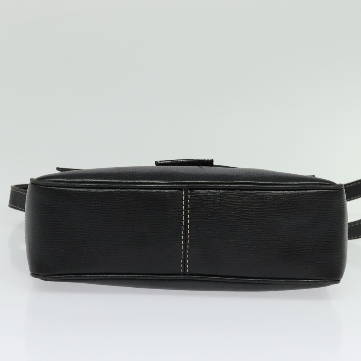 CELINE Shoulder Bag Leather Black Gold Auth 137436