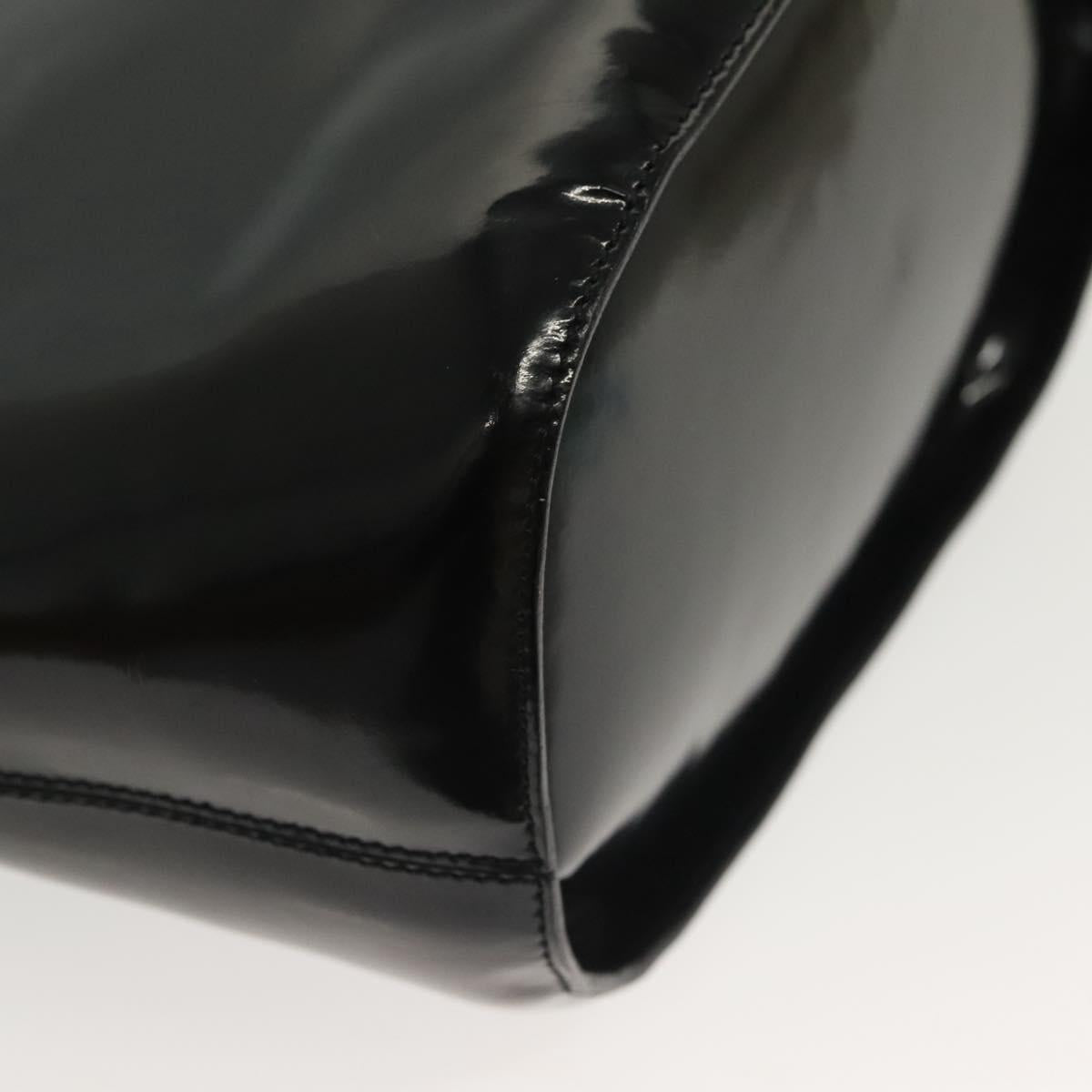 CELINE Circle Shoulder Bag Enamel Black Gold Auth 137438