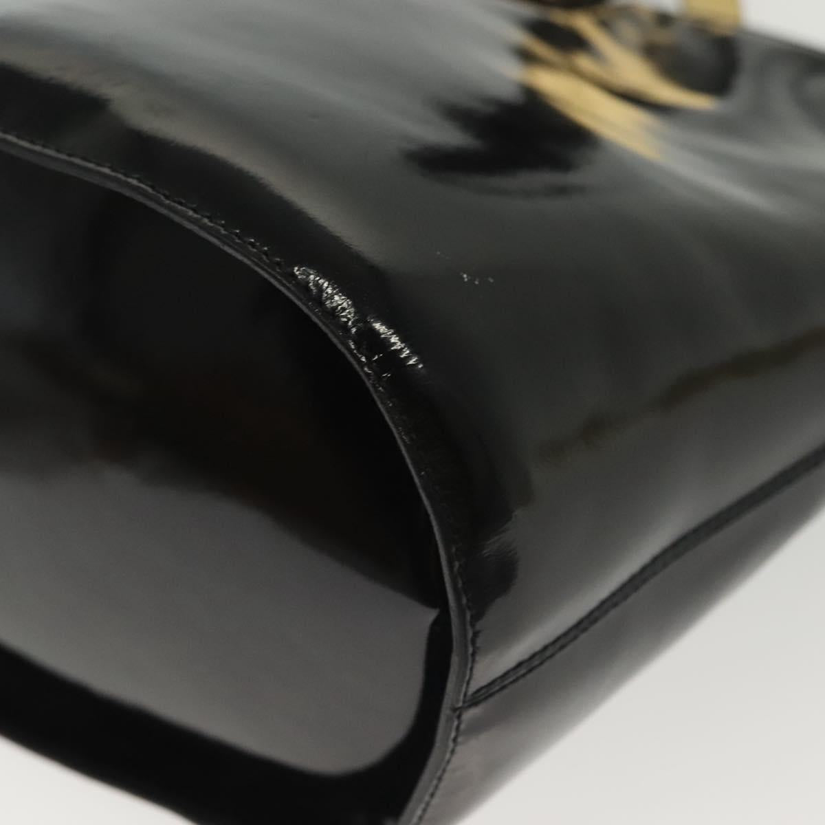 CELINE Circle Shoulder Bag Enamel Black Gold Auth 137438