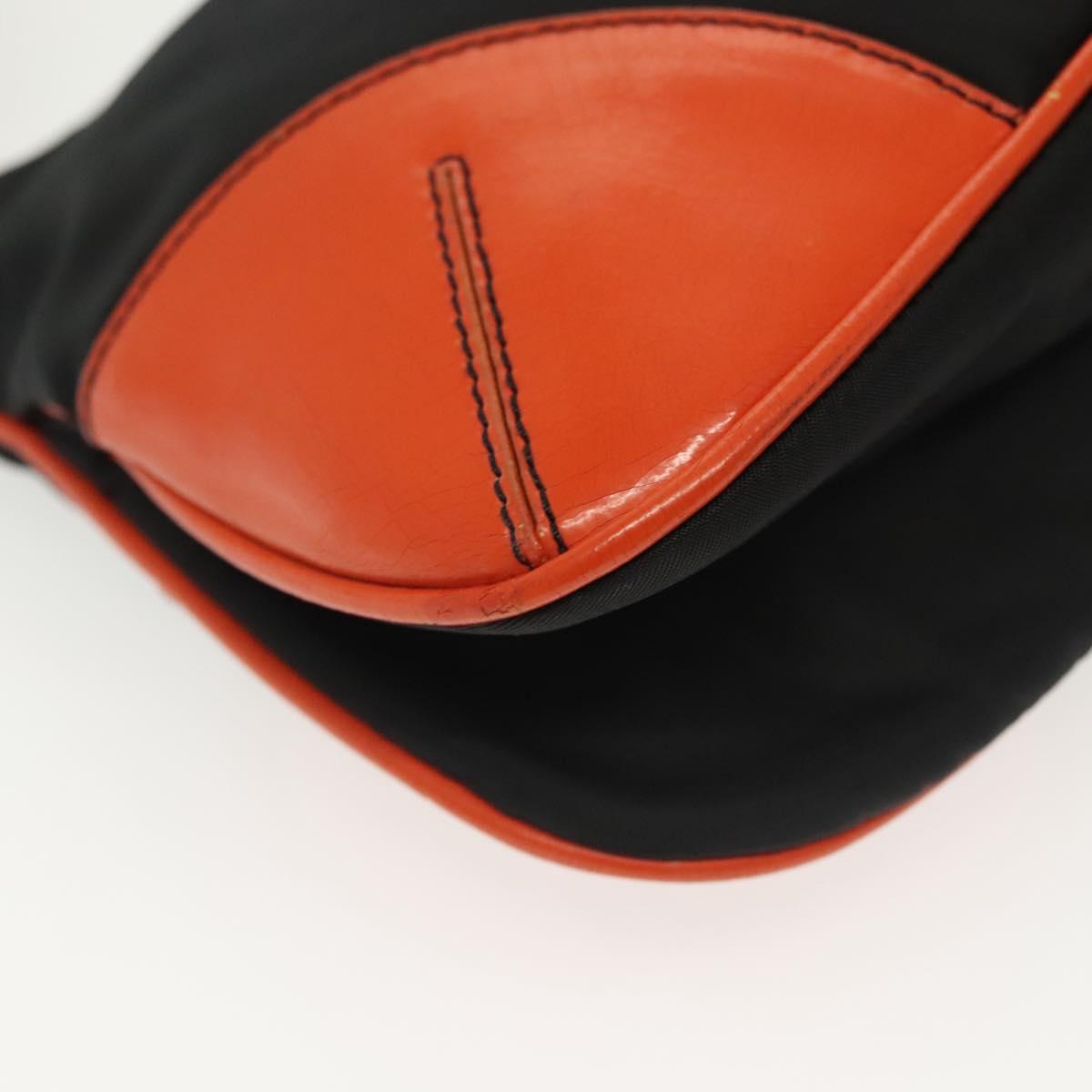 PRADA Shoulder Bag Nylon Leather Black Silver Auth 137443