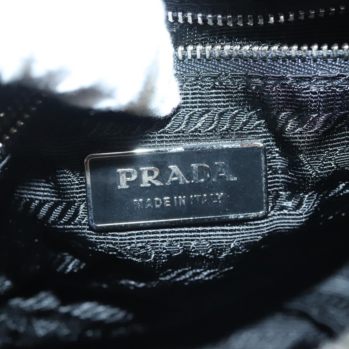 PRADA Shoulder Bag Nylon Leather Black Silver Auth 137443