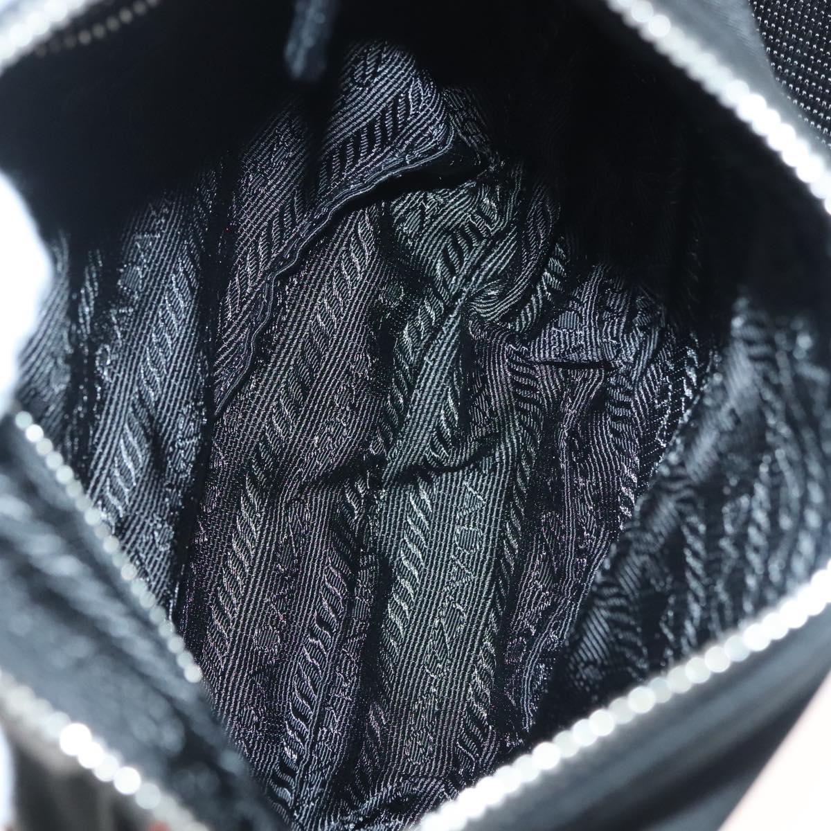 PRADA Shoulder Bag Nylon Leather Black Silver Auth 137443