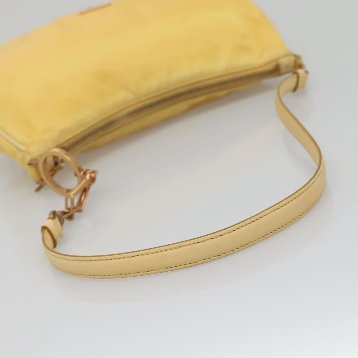 PRADA Shoulder Bag Nylon Yellow Gold Auth 137446