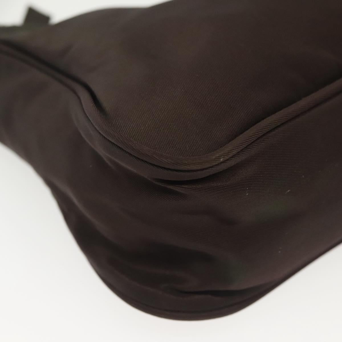 PRADA Hand Bag Nylon Brown Silver Auth 137449