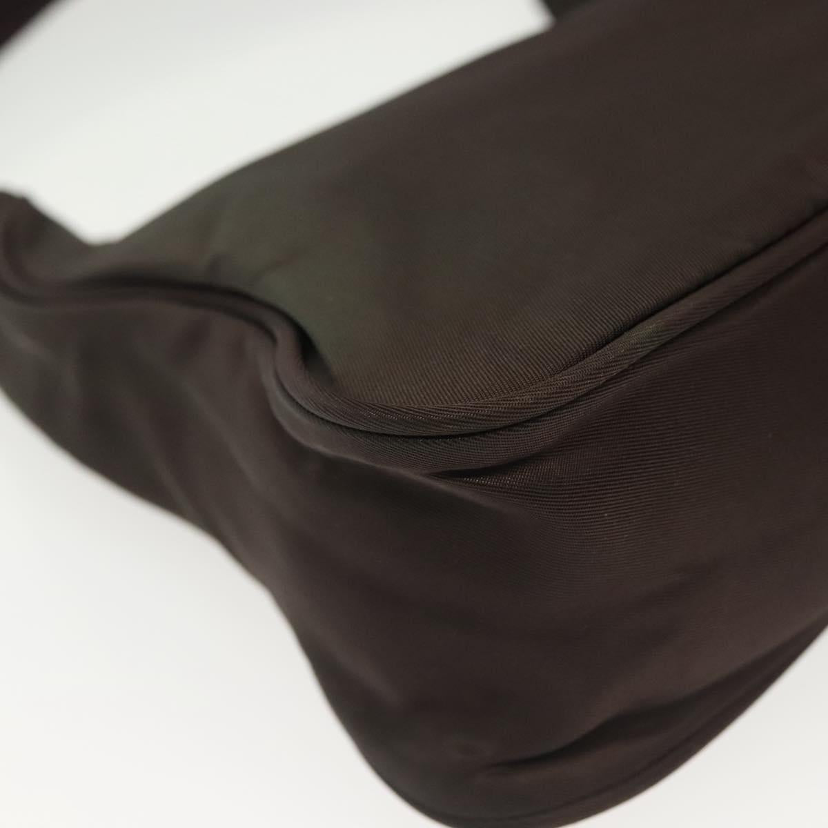 PRADA Hand Bag Nylon Brown Silver Auth 137449