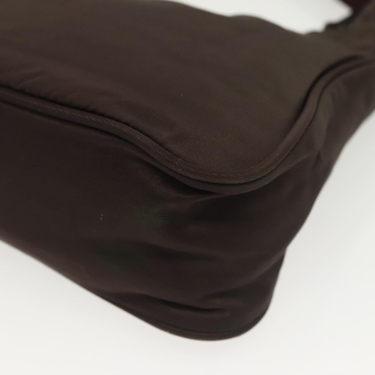 PRADA Hand Bag Nylon Brown Silver Auth 137449