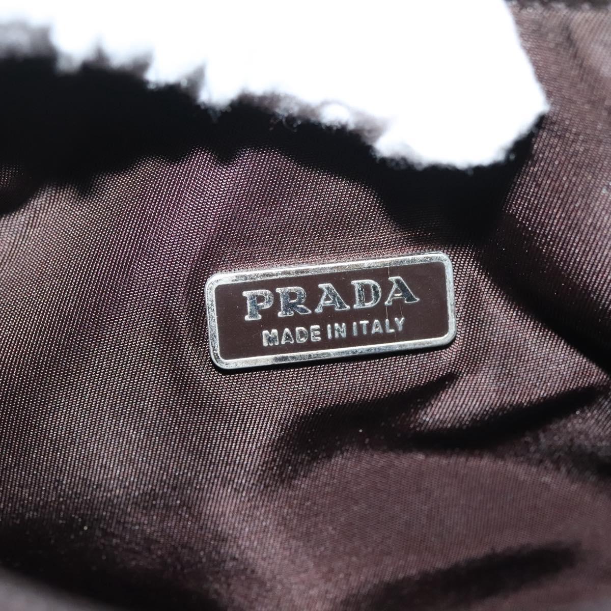PRADA Hand Bag Nylon Brown Silver Auth 137449