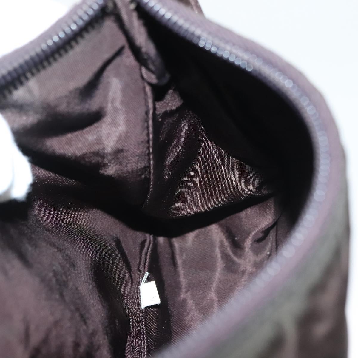 PRADA Hand Bag Nylon Brown Silver Auth 137449