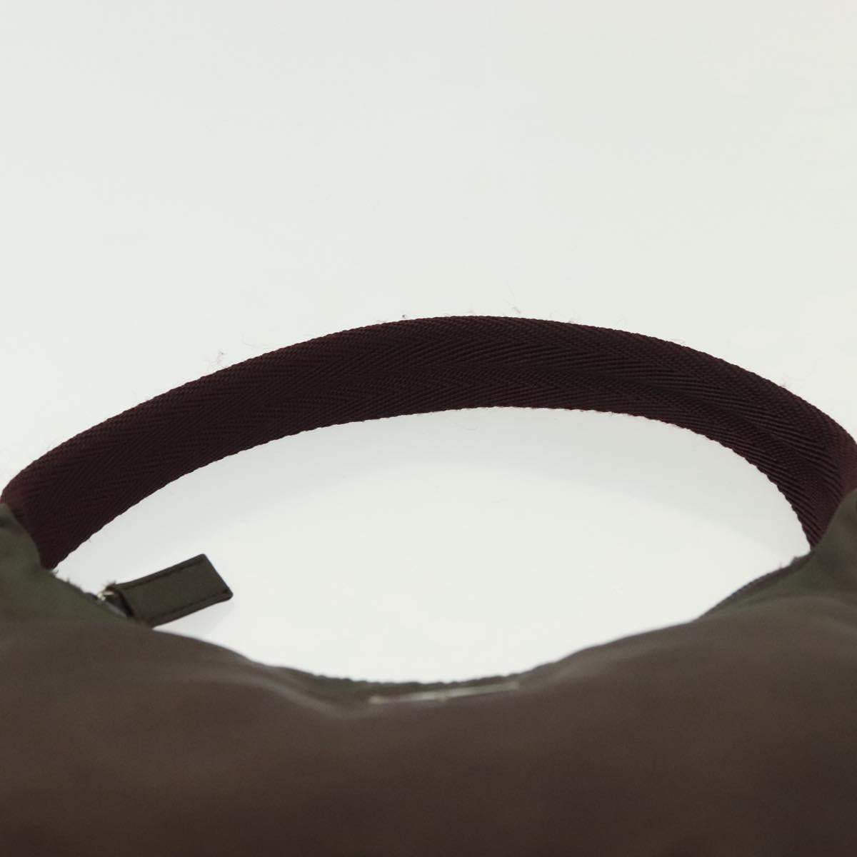PRADA Hand Bag Nylon Brown Silver Auth 137449