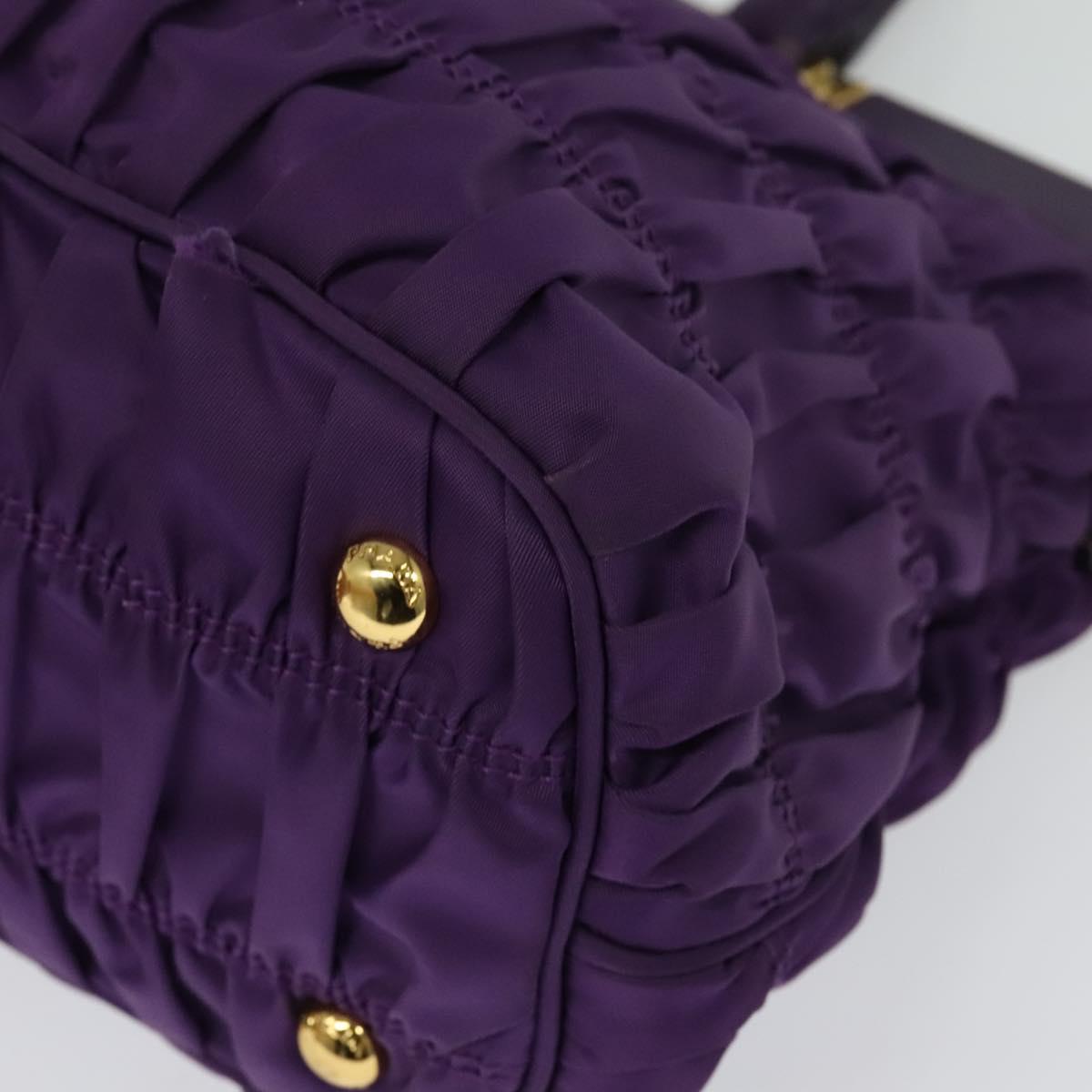 PRADA Hand Bag Nylon 2way Purple Gold Auth 137460