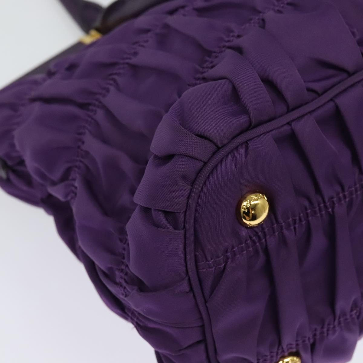 PRADA Hand Bag Nylon 2way Purple Gold Auth 137460