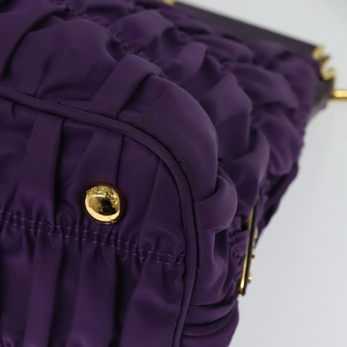 PRADA Hand Bag Nylon 2way Purple Gold Auth 137460