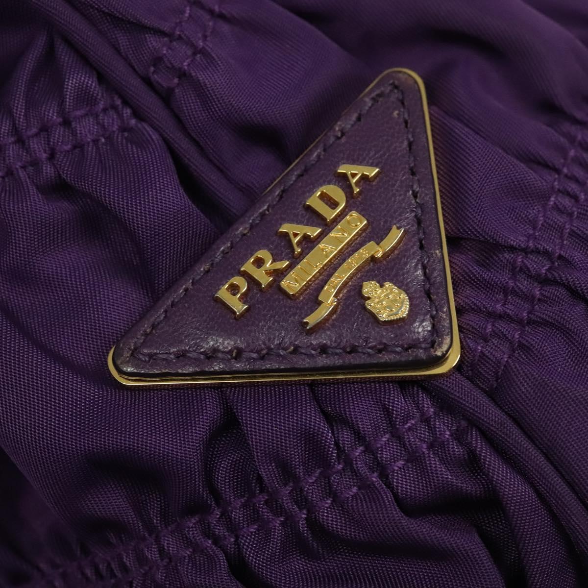 PRADA Hand Bag Nylon 2way Purple Gold Auth 137460