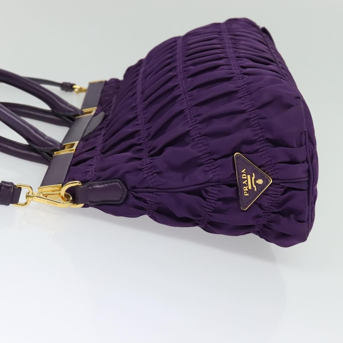 PRADA Hand Bag Nylon 2way Purple Gold Auth 137460