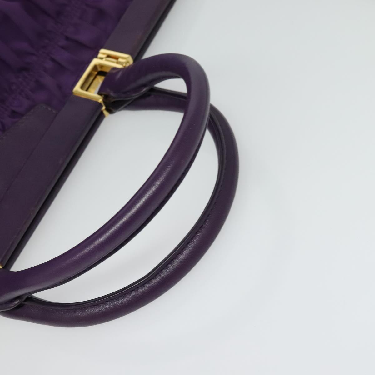 PRADA Hand Bag Nylon 2way Purple Gold Auth 137460