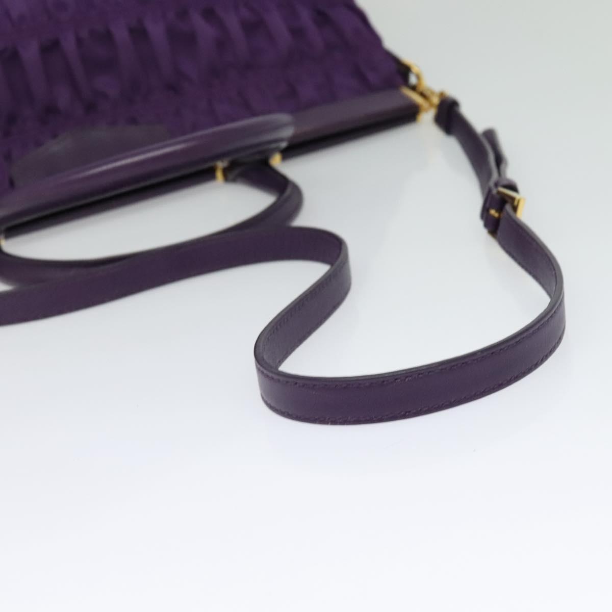 PRADA Hand Bag Nylon 2way Purple Gold Auth 137460