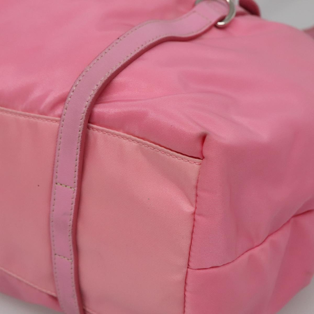 PRADA Tote Bag Nylon Pink Silver Auth 137462