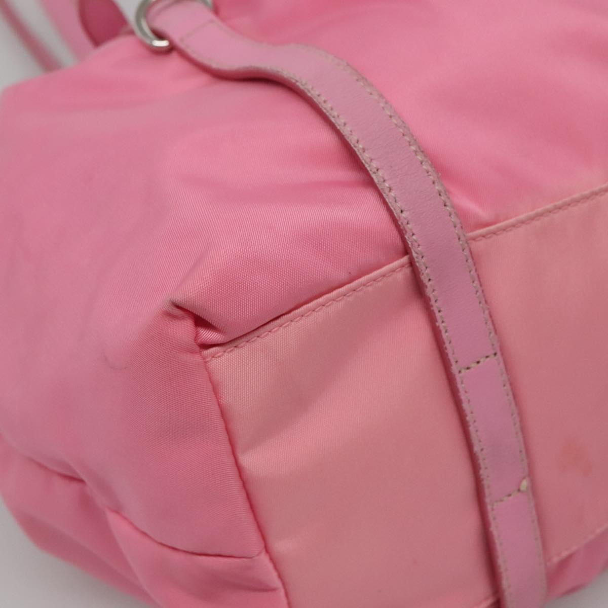PRADA Tote Bag Nylon Pink Silver Auth 137462