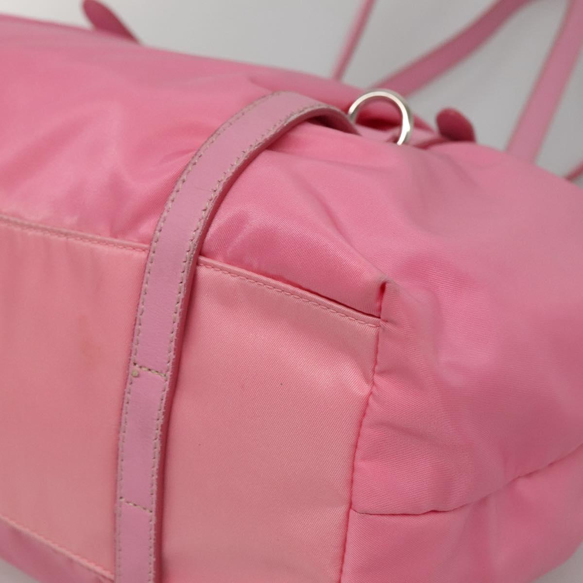 PRADA Tote Bag Nylon Pink Silver Auth 137462