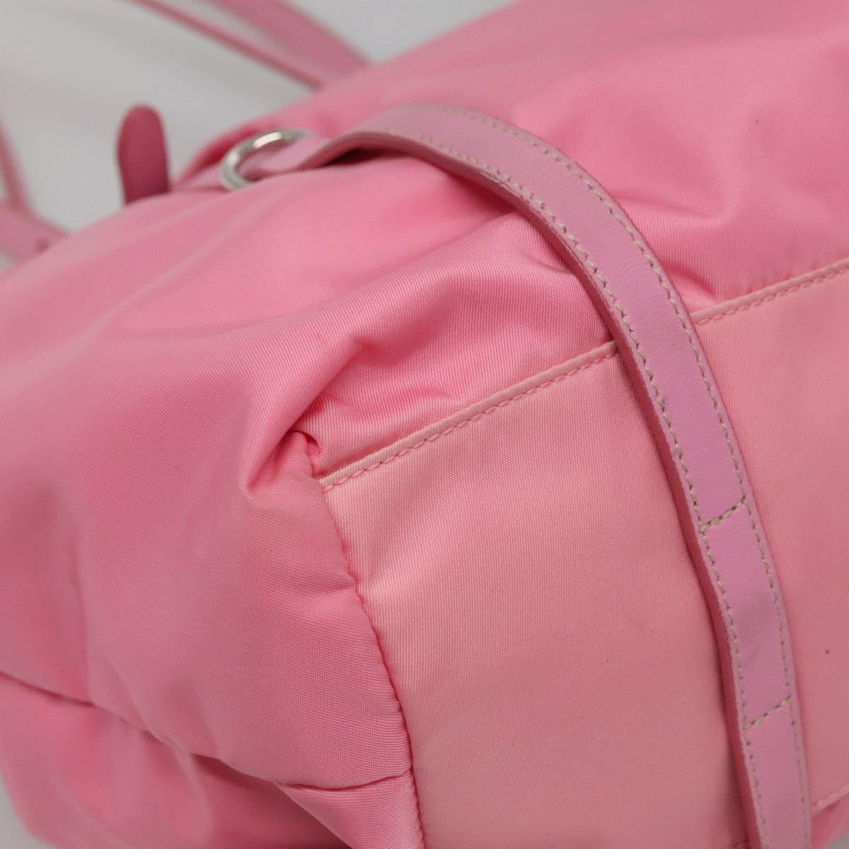 PRADA Tote Bag Nylon Pink Silver Auth 137462
