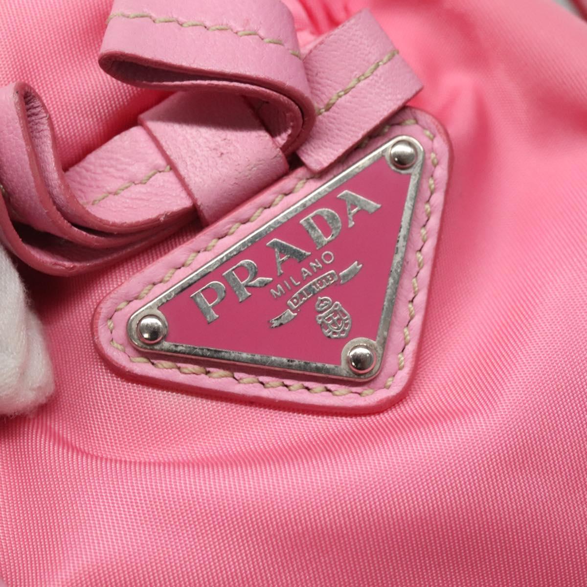 PRADA Tote Bag Nylon Pink Silver Auth 137462
