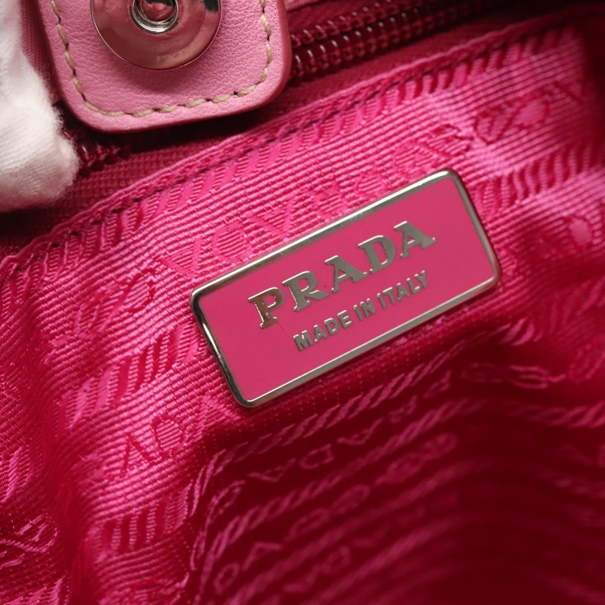 PRADA Tote Bag Nylon Pink Silver Auth 137462