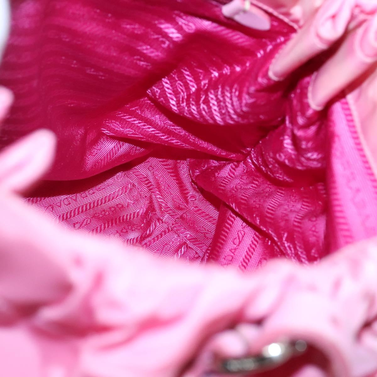 PRADA Tote Bag Nylon Pink Silver Auth 137462