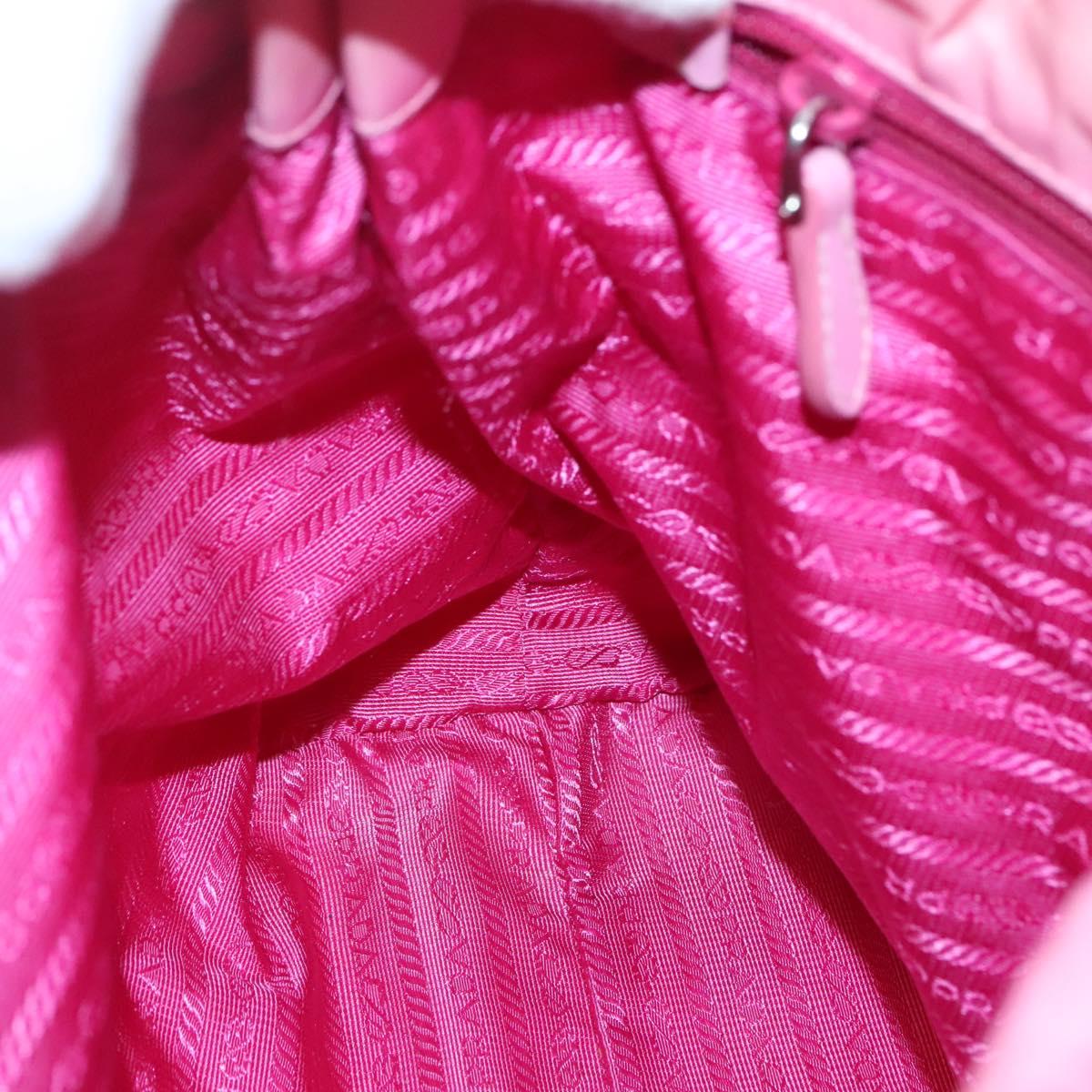 PRADA Tote Bag Nylon Pink Silver Auth 137462